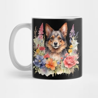 A small munsterlander decorated with beautiful watercolor flowers Mug